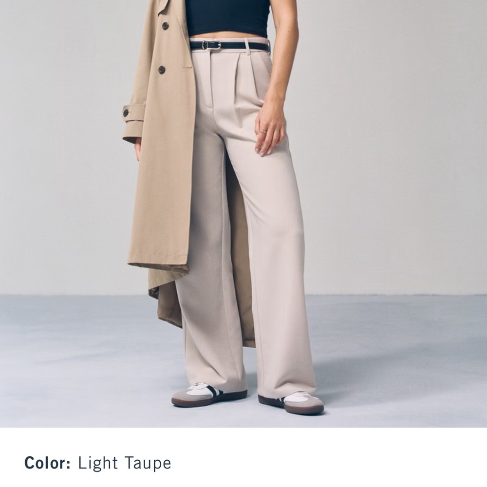 Abercrombie & Fitch Wide-Leg Pants in Light Taupe